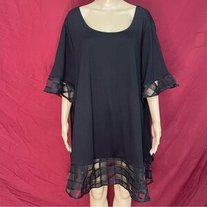 NWT Bloomchic Black Sheer Checkerboard Flounce Tunic Top Size 28